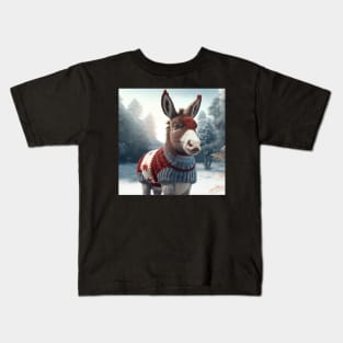 Cute Christmas Donkey Kids T-Shirt